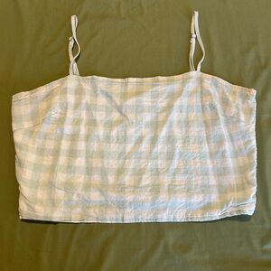 Blue Rain Light Blue Checkered Cropped Camisole
